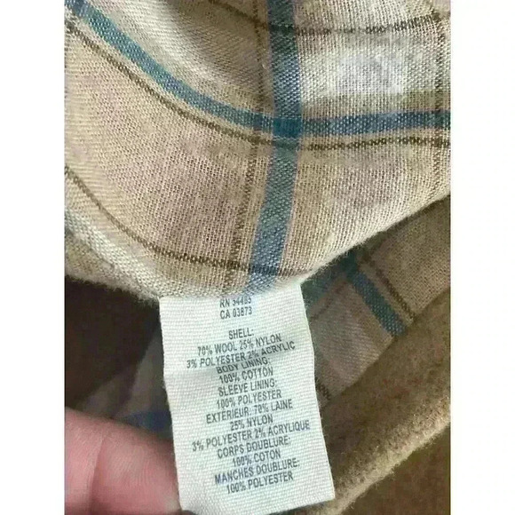 American Eagle Coat Women's Size Small Tan Wool Blend Pea Jacket hooded linedAEO - Picture 6 of 7